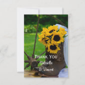 Rustic Sonnenblumen Country Western Hochzeit Viele Dankeskarte (Vorderseite)