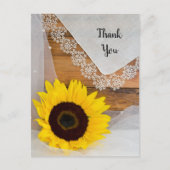 Rustic Sonnenblumen Lace Country Wedding Danke Postkarte (Vorderseite)