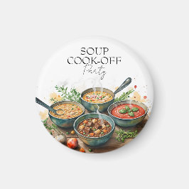 Rustic Soup Cook-Off Potluck Party Watercolor Magnet