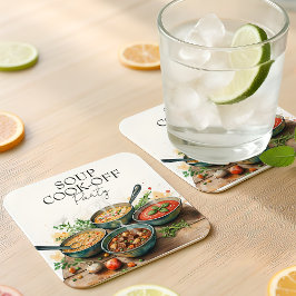Rustic Soup Cook-Off Potluck Party Watercolor Rechteckiger Pappuntersetzer