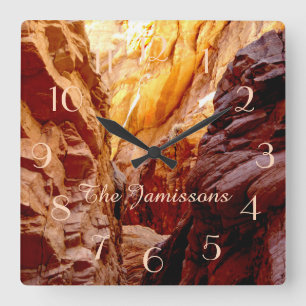 Rustic Southwest Slot Canyon NV Clock Personalized Quadratische Wanduhr