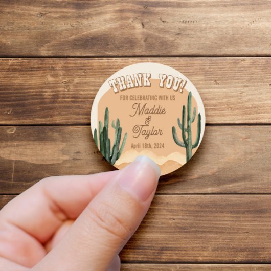 Rustic Southwestern Desert Cactus Danke für Ihre U Runder Aufkleber