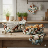 Rustic Speckled Easter Eggs & Spring Flowers Stoff