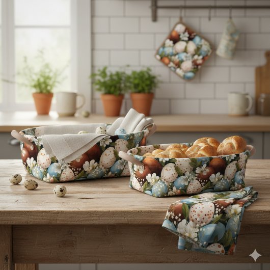 Rustic Speckled Easter Eggs & Spring Flowers  Stoff