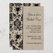 Rustic Spider Damask Halloween Einladung (Vorne/Hinten)