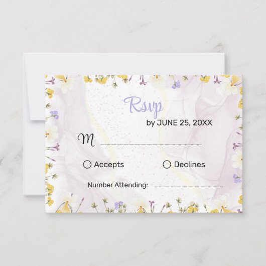Rustic Spring Floral Elegant wedding RSVP card (Vorderseite)
