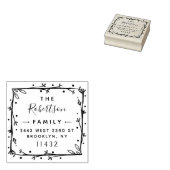 Rustic Square Stilvolle Script Family Rücksendeadr Gummistempel (Stempel)