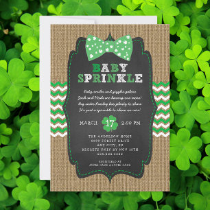 Rustic St Patrick's Day Bow Krawatte Baby Sprinkle Einladung