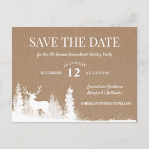 Rustic Stag Weihnachtsfeier Save the Date Ankündigungspostkarte