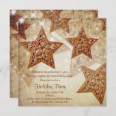 Rustic Star Tree Ornamente Weihnachts-Party Einladung (Vorne/Hinten)