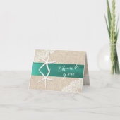 Rustic Starfish Aquamarin Ribbon Vintag Danke (Vorderseite)