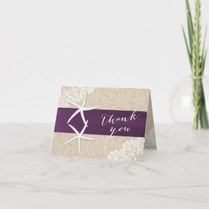 Rustic Starfish Lila Ribbon Vintag Danke