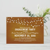 Rustic Starry Night Lights ENGAGEMENT PARTY Einladung (Stehend Vorderseite)