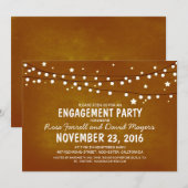 Rustic Starry Night Lights ENGAGEMENT PARTY Einladung (Vorne/Hinten)