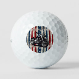 Rustic Stars and Stripes Motorcycle Golf Balls Golfball