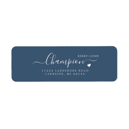 Rustic Stone Blue Wedding Return Label (Vorne)