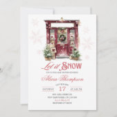 Rustic Storefront Let It Snow Girl Baby Shower Einladung (Vorderseite)