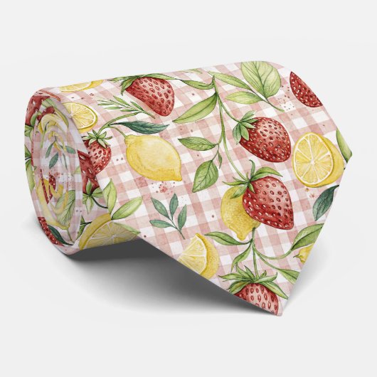 Rustic Strawberry & Citrus Earthy Pattern (7) Krawatte (Gerollt)