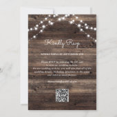 Rustic String Light Barn Wood QR Code UAWG Wedding Einladung (Rückseite)