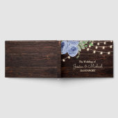 Rustic String Lights Blue Floral Wedding Gästebuch (Voll)