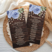 Rustic String Lights Blue Floral Wedding Program Programm