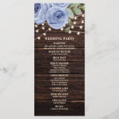 Rustic String Lights Blue Floral Wedding Program Programm (Rückseite)