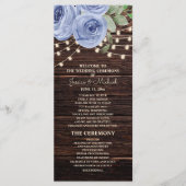 Rustic String Lights Blue Floral Wedding Program Programm (Vorderseite)