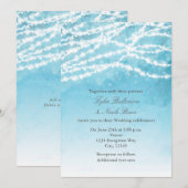 Rustic String Lights Blue Wedding Einladung (Vorne/Hinten)
