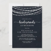 Rustic String Lights Bridesmaids Luncheon Dusche Einladung (Vorderseite)