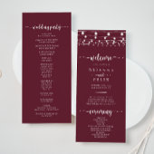 Rustic String Lights Burgundy Wedding Program Programm