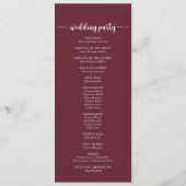 Rustic String Lights Burgundy Wedding Program Programm (Rückseite)