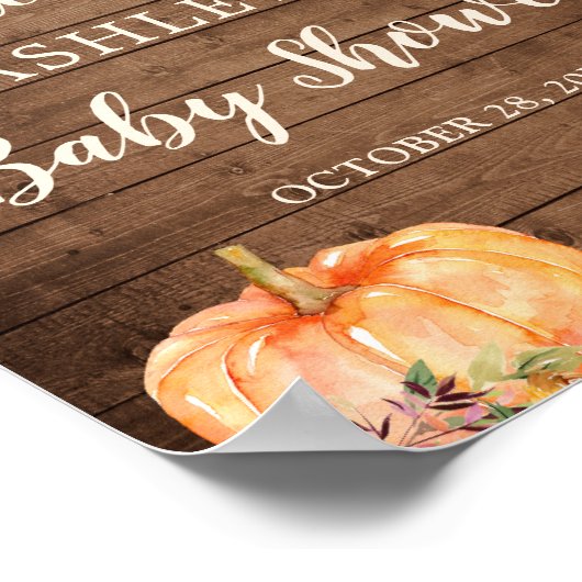 Rustic String Lights Fall Pumpkin Baby Dusche Poster (Ecke)