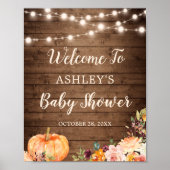 Rustic String Lights Fall Pumpkin Baby Dusche Poster (Vorne)