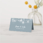 Rustic String Lights Folded Wedding Place Cards Platzkarte (Rückseite)
