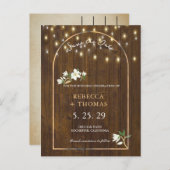 Rustic String Lights Gold Arch Magnolia Ankündigungspostkarte (Vorne/Hinten)