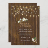 Rustic String Lights Gold Arch Magnolia Probe Einladung (Vorne/Hinten)
