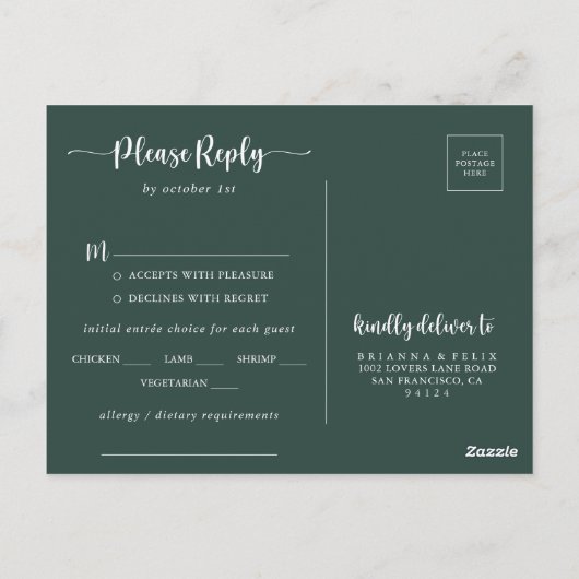 Rustic String Lights Green Menu UAWG Postkarte (Rückseite)