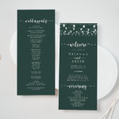 Rustic String Lights Green Wedding Program Programm