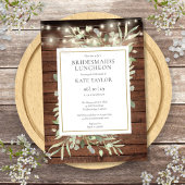 Rustic String Lights Greenery Bridesmaids Luncheon Einladung