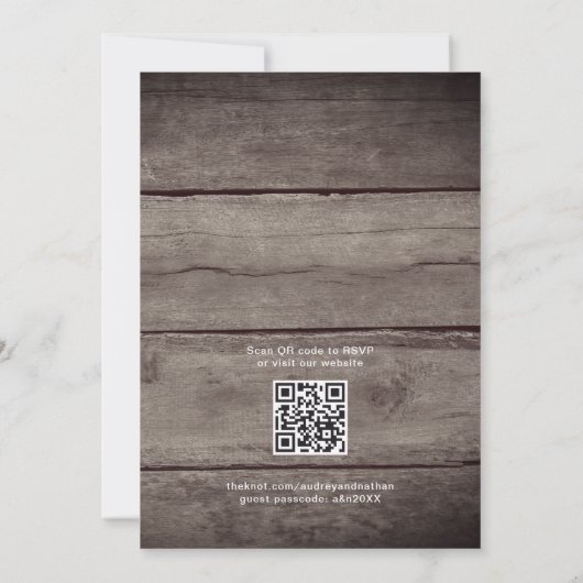 Rustic String Lights Lavender QR Code Wedding Einladung (Rückseite)
