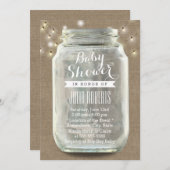 Rustic String Lights Mason Jar Burlap Baby Dusche Einladung (Vorne/Hinten)