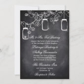 Rustic String Lights Mason Jar Chalkboard Wedding Einladung (Vorderseite)