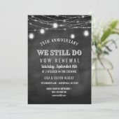 Rustic String Lights Mason Jar Vow Renewal Einladung (Stehend Vorderseite)