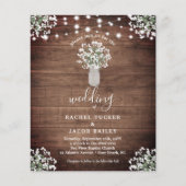 Rustic String Lights Mason Jar Wedding Einladung (Vorderseite)