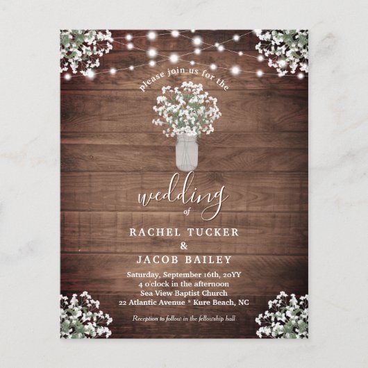 Rustic String Lights Mason Jar Wedding Einladung (Vorderseite)