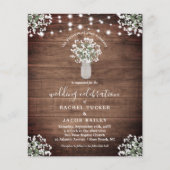 Rustic String Lights Mason Jar Wedding Einladung (Vorderseite)