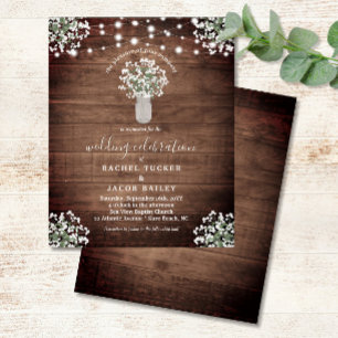 Rustic String Lights Mason Jar Wedding Invitation
