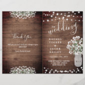 Rustic String Lights Mason Jar Wedding Program (Vorderseite)