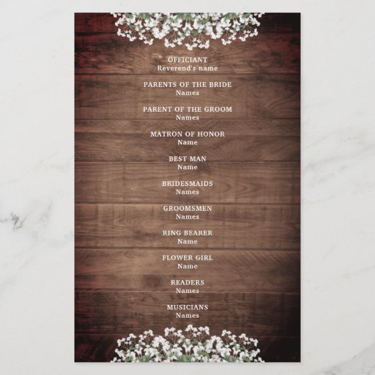 Rustic String Lights Mason Jar Wedding Program (Rückseite)