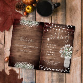 Rustic String Lights Mason Jar Wedding Program